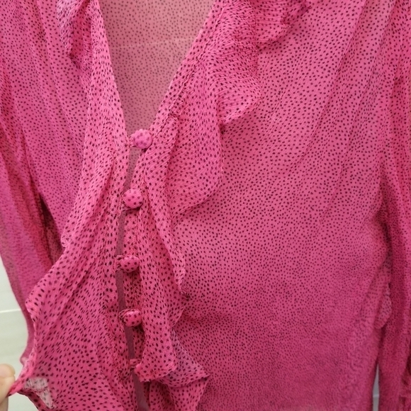 {8} Bec + Bridge Pink Party Shirt Ruffle Button Sheer - Picture 8 of 12